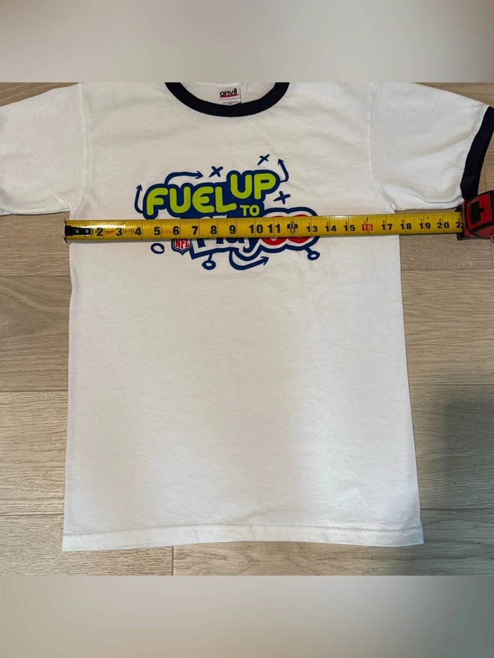 Anvil NFL Fuel Up to Play 60 Vintage Ringer Graphic T-Shirt White Navy Small